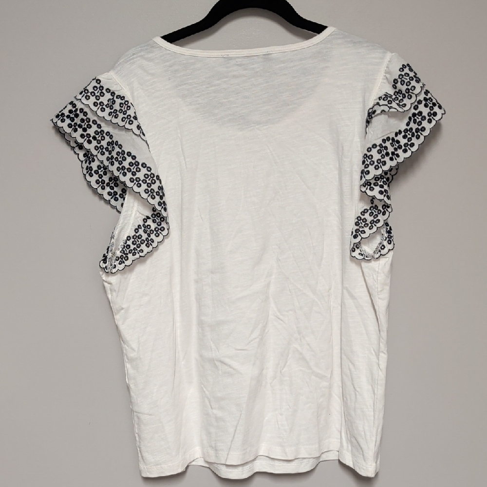 Tommy Hilfiger White Tank Top with Black Floral Trim Sleeves - Picture 5 of 6